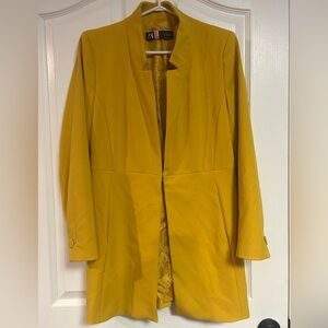 Zara Women's Vibrant Yellow Blazer inverted lapel